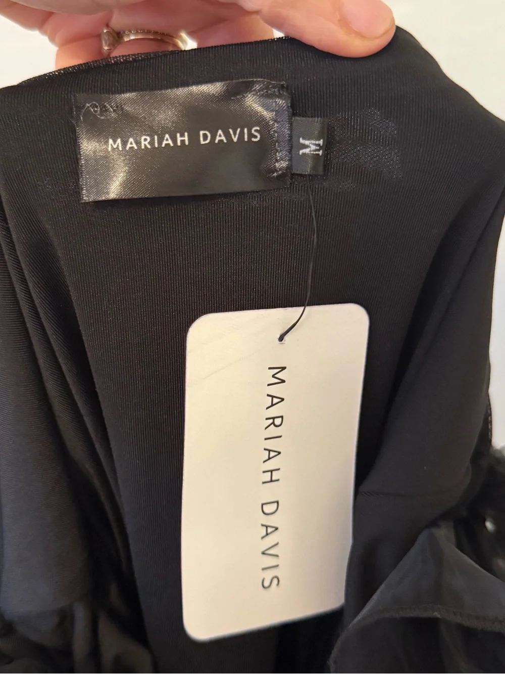 Mariah Davis Black Ruffle- off the shoulder body suit